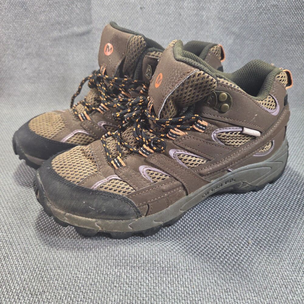 Merrell Moab 2 Kids Hiking Boots, Brown Suede Mesh Waterproof Size 5.5